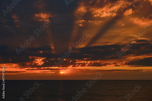 Landscape shot of the beautiful evening sunset skies at Black Sea.