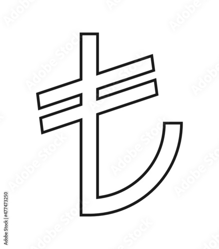 Turkish lira sign, thin icon vector illustration