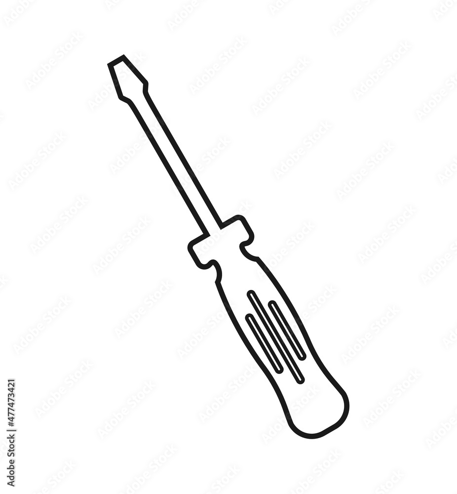 Screwdriver thin icon on white background Screwdriver thin icon on white background