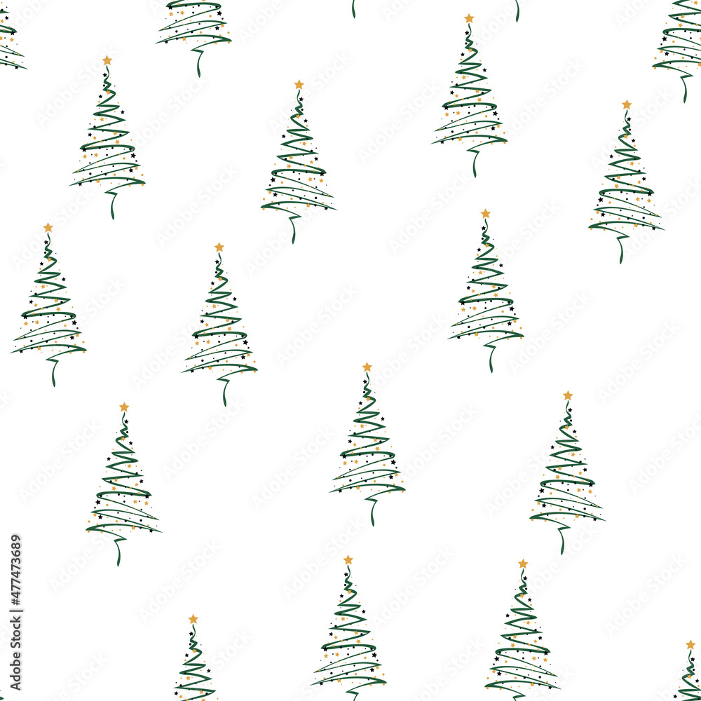 Xmas Tree Vector Seamless Pattern. Forest Winter