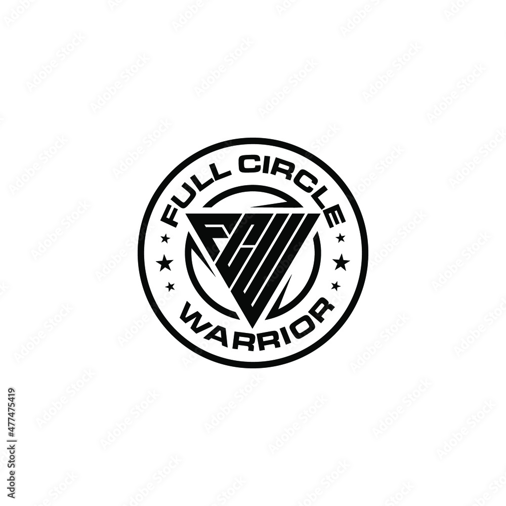 Creative modern abstract illustration F C W triangle initials with circle, fitness center geometric logo design sign template Creative modern abstract illustration F C W triangle initials with circle, fitness center geometric logo design sign template