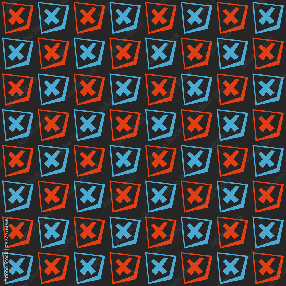 Red and blue crosses are repeated and are in checkerboard order. Vector decorative crosses in cells. Red and blue crosses are repeated and are in checkerboard order. Vector decorative crosses in cells.