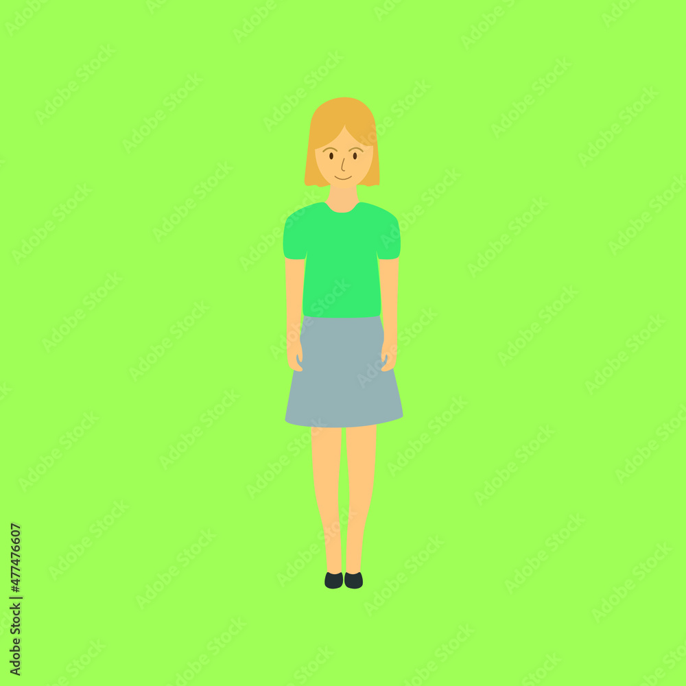 Little Girl Cartoon Flat Vector Illustration Little Girl Cartoon Flat Vector Illustration