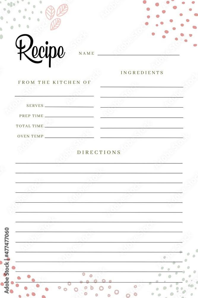 Blank Recipe Book Printable Pink Template Blank Recipe Book Printable Pink Template