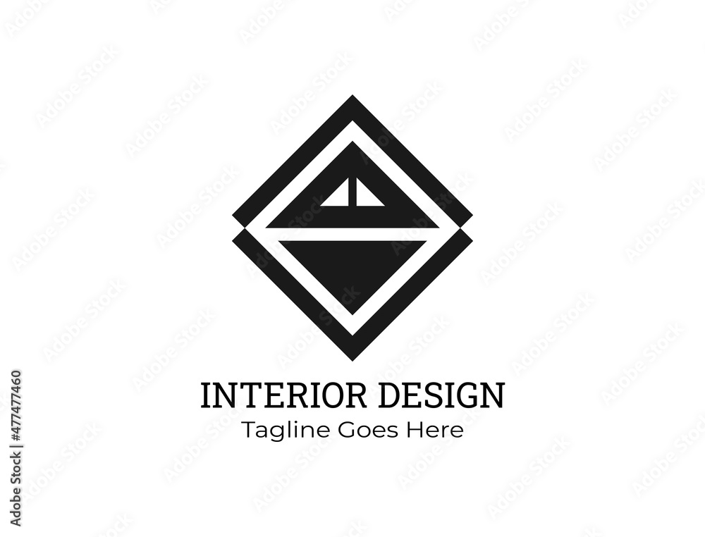 House roof silhouette in cardboard box for interior design logo House roof silhouette in cardboard box for interior design logo