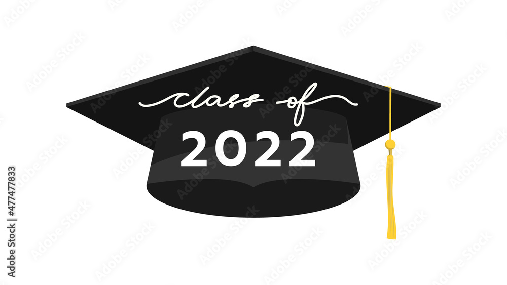 Class of 2022 , Graduation cap in congratulations isolated on white ...