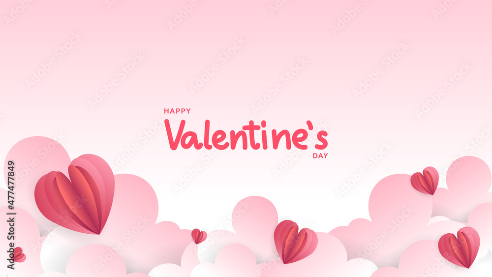 Heart with cloud in Valentine's Day frame on pink background , Flat Modern design , illustration Vector EPS 10