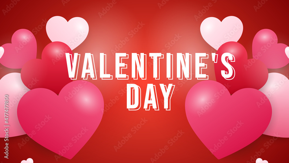 Valentine's Day  with heart on red background, illustration Vector EPS 10