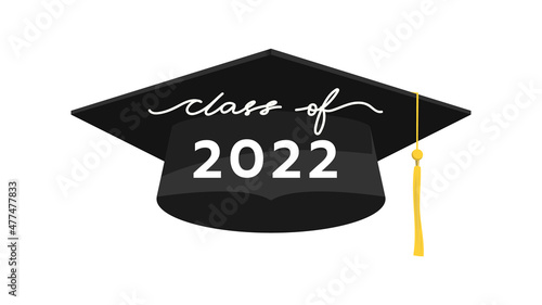 Class of 2022 , Graduation cap  in congratulations isolated on white background, Vector illustration EPS 10