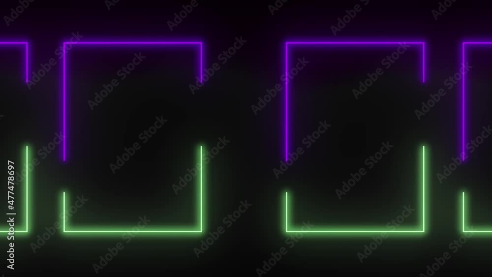 Animated neon glowing frame background. Colorful laser show seamless loop 4K border. Futuristic light effect isolated on black. VJ backdrop for club, show, music video, presentation. 3D animation Animated neon glowing frame background. Colorful laser show seamless loop 4K border. Futuristic light effect isolated on black. VJ backdrop for club, show, music video, presentation. 3D animation