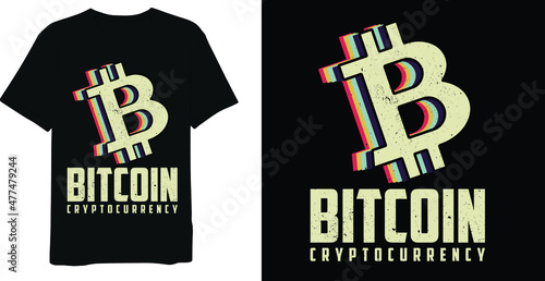Bitcoin Cryptocurrency Retro Vintage Bitcoin T-shirt Design Template
