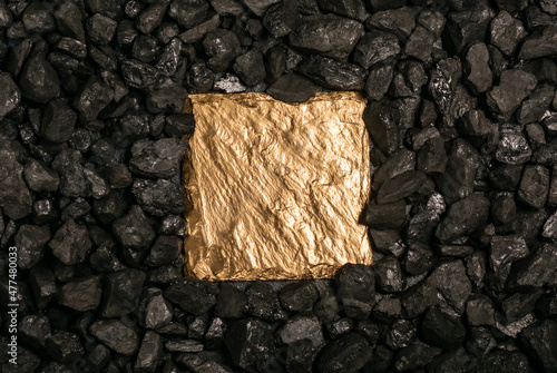 Coal whith gold plate, space for your text