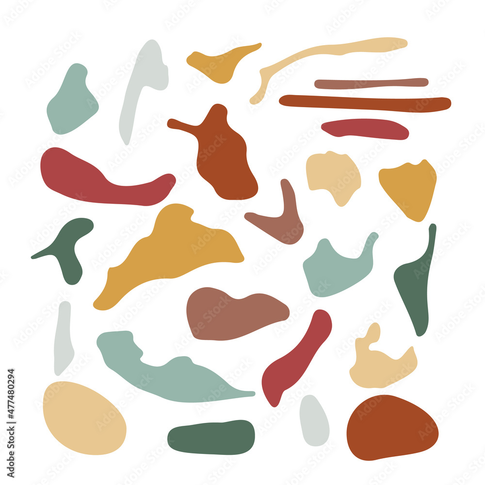 Modern abstract organic shapes set. Earthy neutral colors.