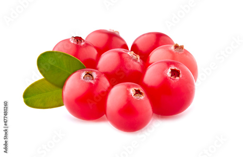 Cranberry isolated on white background. Ripe berrirs isolated.
