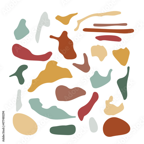 Modern abstract organic shapes set. Earthy neutral colors.