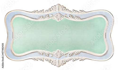 Old blank embossed white enameled sign plate. Isolated on white background. Including clipping path