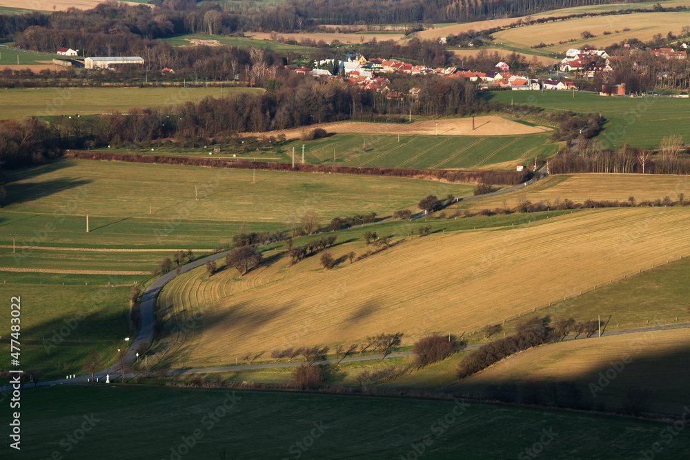 View of the village of Komarno from the hill Kunovice Hurka. East Moravia. Europe. 