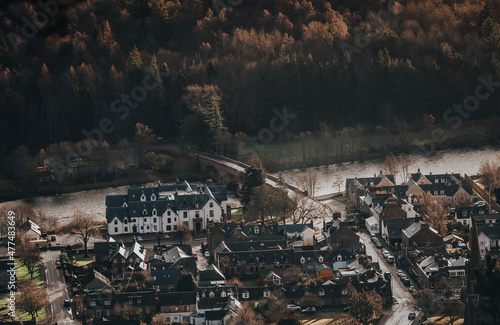 Leinwand Poster Ballater Scotland from above