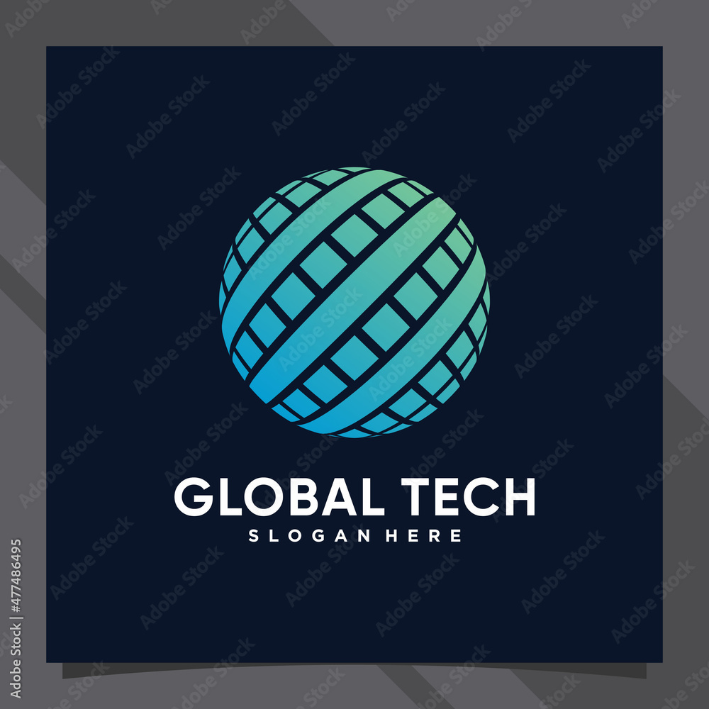 Creative global logo design technology for business company or personal with unique concept Creative global logo design technology for business company or personal with unique concept