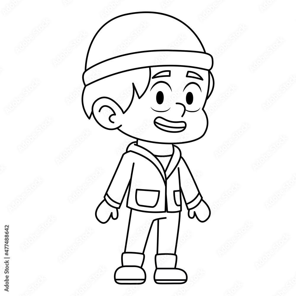 Isolated draw boy winter clothes kid illustration vector Isolated draw boy winter clothes kid illustration vector