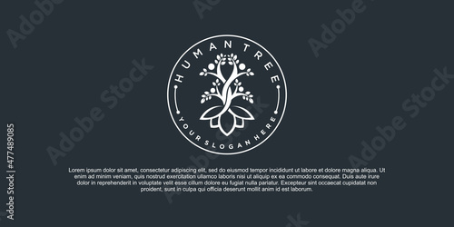 Creative of human tree logo design with luxury emblem style Premium Vektor. part 1