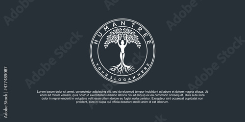 Creative of human tree logo design with luxury emblem style Premium Vektor. part 2