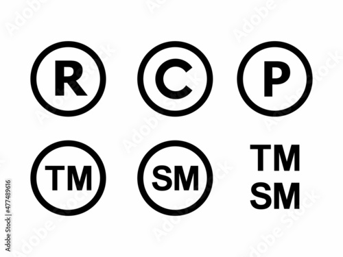 Registered. Copyright. Patent. Trade mark symbol vector