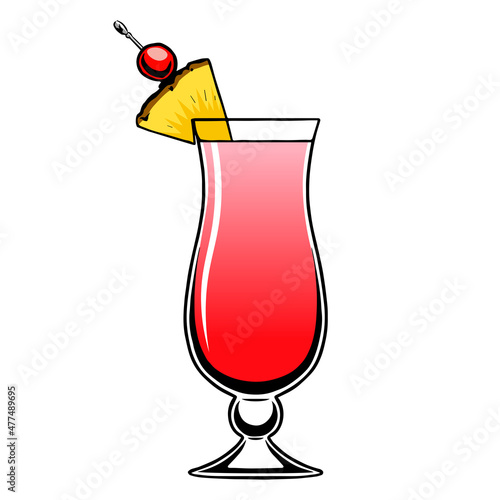 Isolated red cocktail drink bar illustration vector