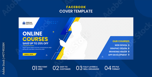 Online Courses  Facebook Cover Template
