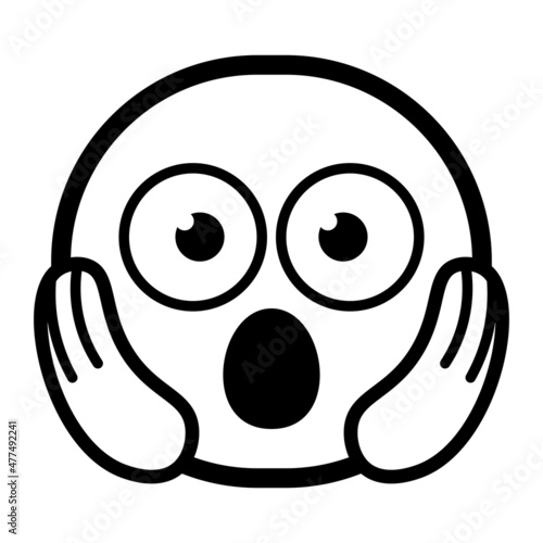 Isolated surprised monochrome emoji icon Vector illustration