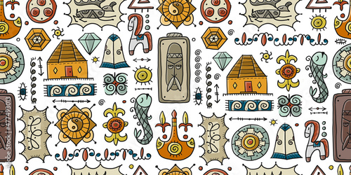 Traditional design elements of middle Asia for decoration of yurts. Nomadic ornament. Seamless Pattern for your design