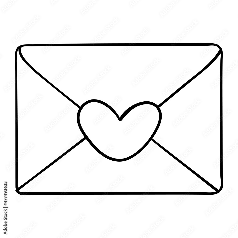 valentine day 14 february card envelope with heart line icon valentine day 14 february card envelope with heart line icon