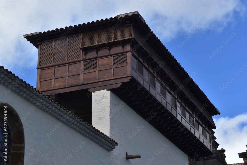 A typical Canarian wooden balcony in the city of La Laguna