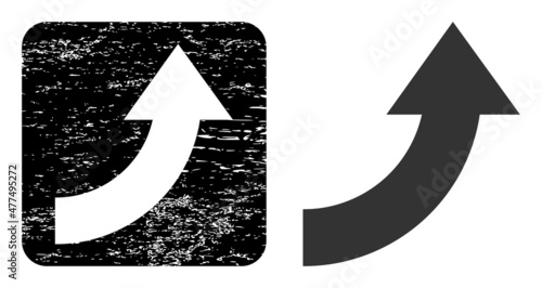 Vector rotate up hole pictogram. Grunge rotate up seal, done with icon and rounded square. Rounded square stamp seal include rotate up hole inside. Vector rotate up grunge images.
