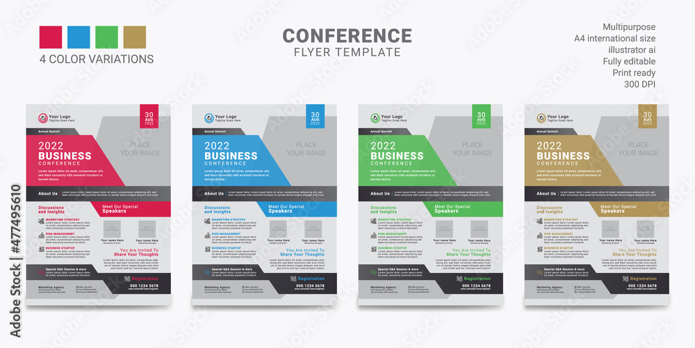 Naklejka premium Corporate Business flyer template, 2022 business conference flyer design,