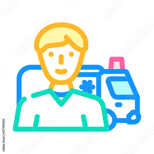 ambulance medical worker color icon vector. ambulance medical worker sign. isolated symbol illustration