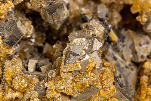 macro stone mineral Arsenopyrite on a white background photo