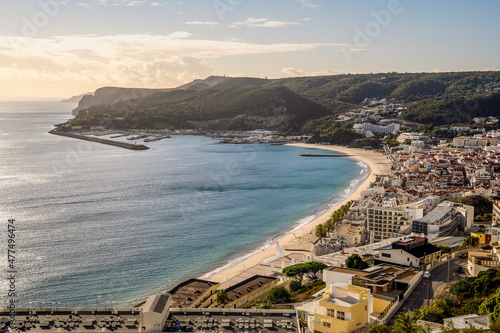 Beautiful cityscape of Sesimbra by Atlantic Ocean, Portugal photo