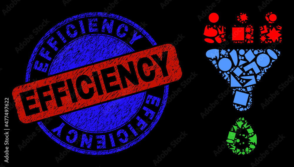 Vector mosaic customers sales funnel icon, and bicolor Efficiency ...