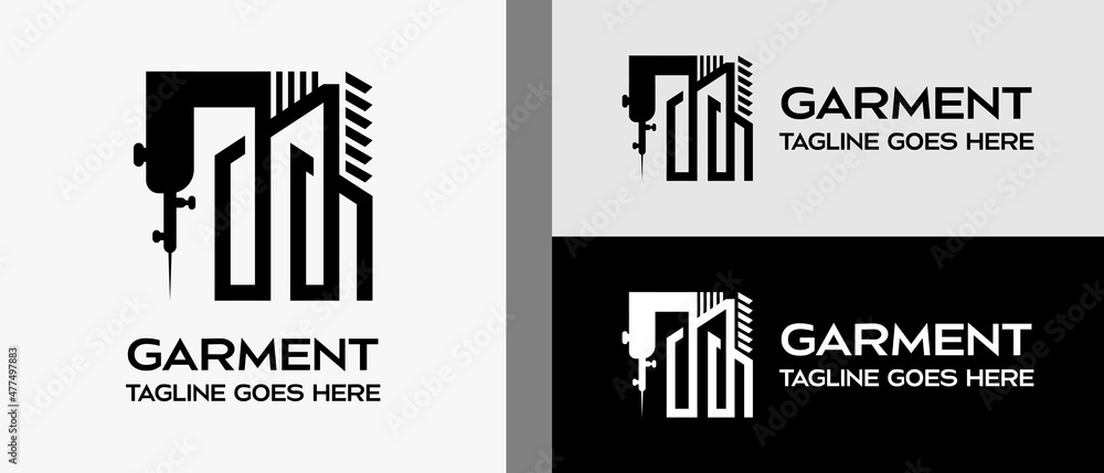 sewing machine icon and building icon. logo design template for tailor shop, sewing craft, textile production, confetti and garment. Vector illustration of fashion and clothes. sewing machine icon and building icon. logo design template for tailor shop, sewing craft, textile production, confetti and garment. Vector illustration of fashion and clothes.