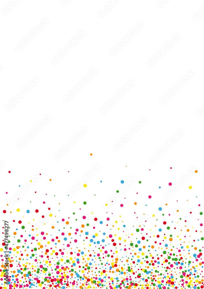Multicolored Confetti Celebration Background. Dot Circular Illustration. Blue Blast Round. Yellow Celebrate Circle Texture.