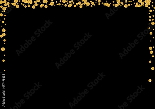 Gradient Night Circle Frame. Glow Foil Background. Gold Glitter Celebration Illustration. Luxury Dot Texture. Golden Decoration Design.