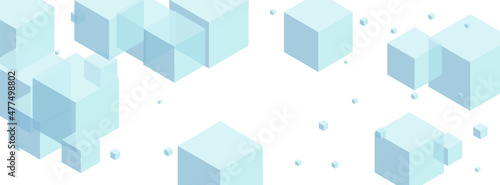 Sky Blue Polygon Background White Vector. Block Creative Card. Monochrome Box Collection Texture. Data Template. Blue-gray Toy Cube.