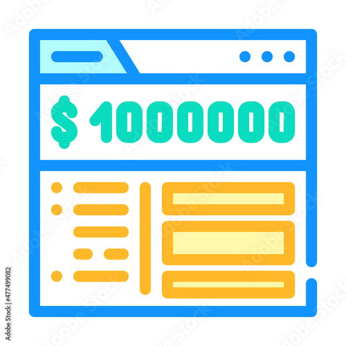 millionaire bank account color icon vector. millionaire bank account sign. isolated symbol illustration