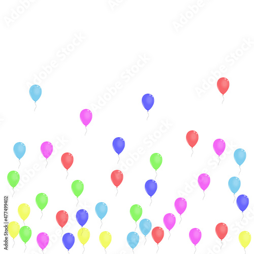 Blue Surprise Background White Vector. Helium Congratulation Illustration. Multicolor Carnival. Pink Confetti. Balloon Gift Banner.
