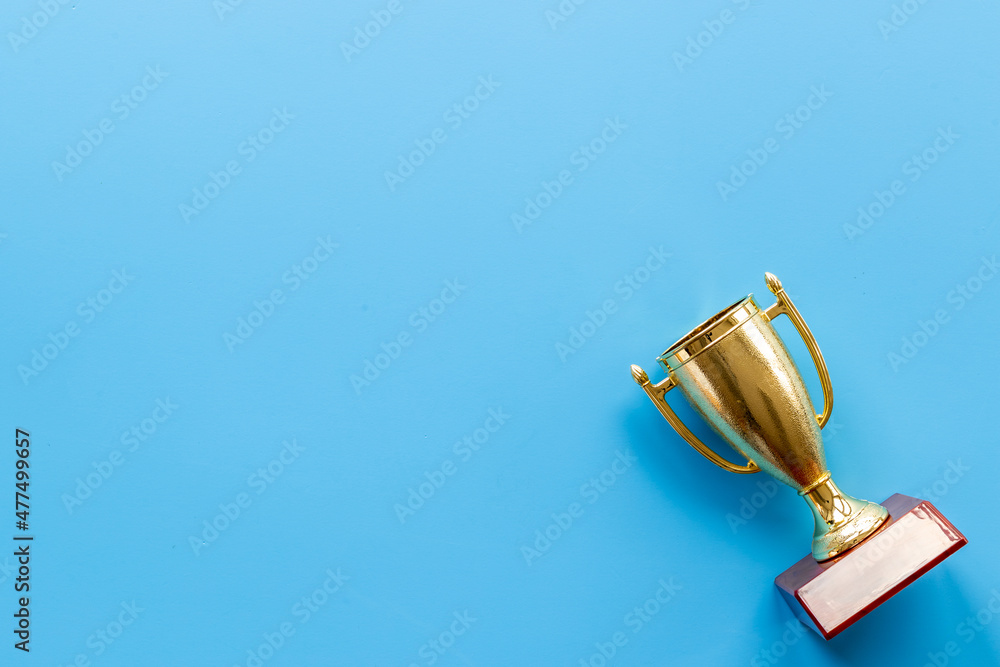 Golden award winner trophy cup. Championship winner and success concept