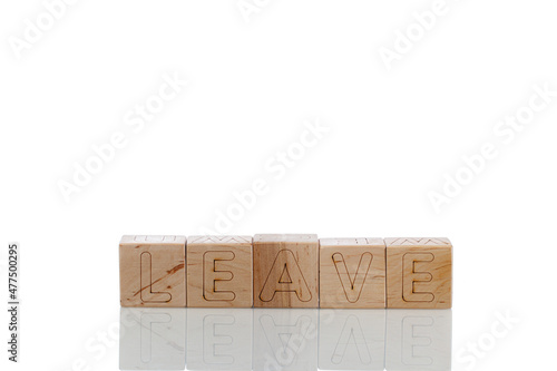 Wooden cubes with letters leave on a white background