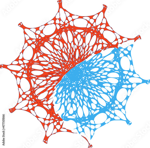 Distorted mandala-based ornament as reflection of psychically non-standard consciousness. Molten intricacy  to Orange Frosting scheme. Vector. Ability to change to any size without loss of quality. photo