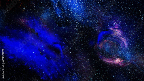 Fototapeta Naklejka Na Ścianę i Meble -  Night landscape with colorful Milky Way background