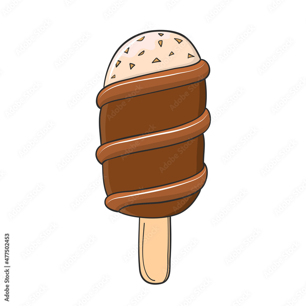 Obraz premium milk ice cream with chocolate and nuts